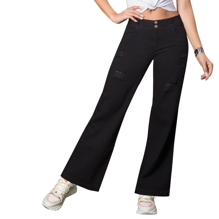 Jeans Palazzo Negro Mujeron Susan - 36
