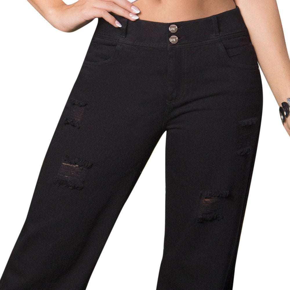 Jeans Palazzo Negro Mujeron Susan - 44