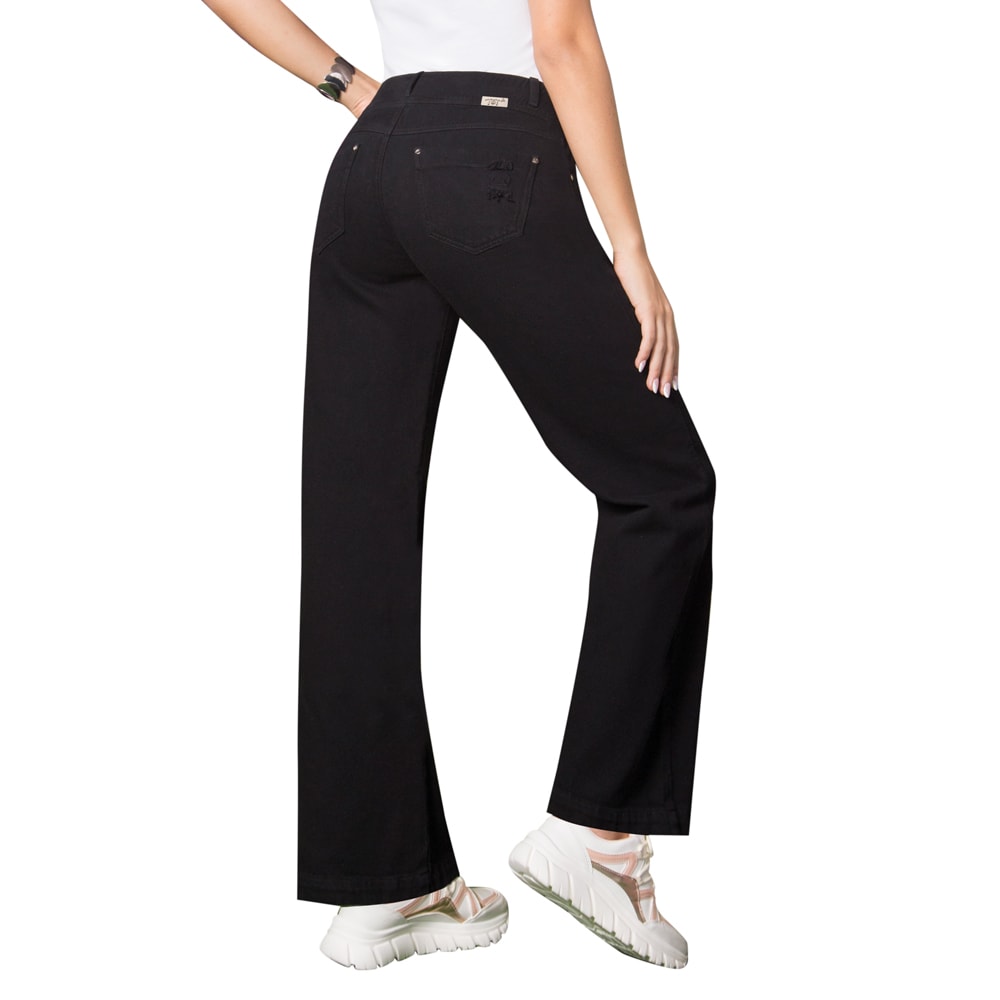 Jeans Palazzo Negro Mujeron Susan - 38