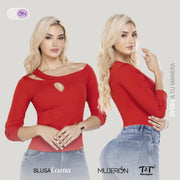 Blusa Ajustada Cuello Bandeja Rojo TyT Loana