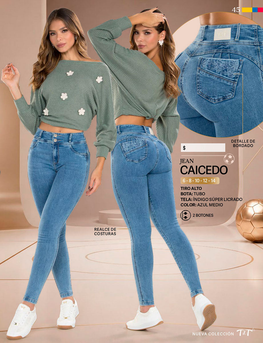 Jean Push Up Tiro Alto Azul Medio Tyt Jeans Caicedo - foto 4