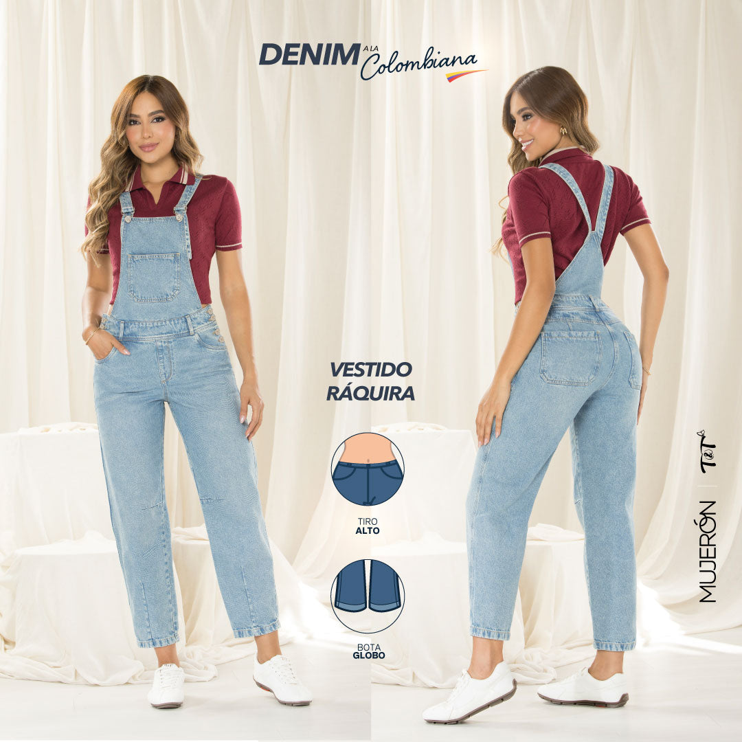 Jardinera Tiro Alto Azul Tyt Jeans Caldas - 42