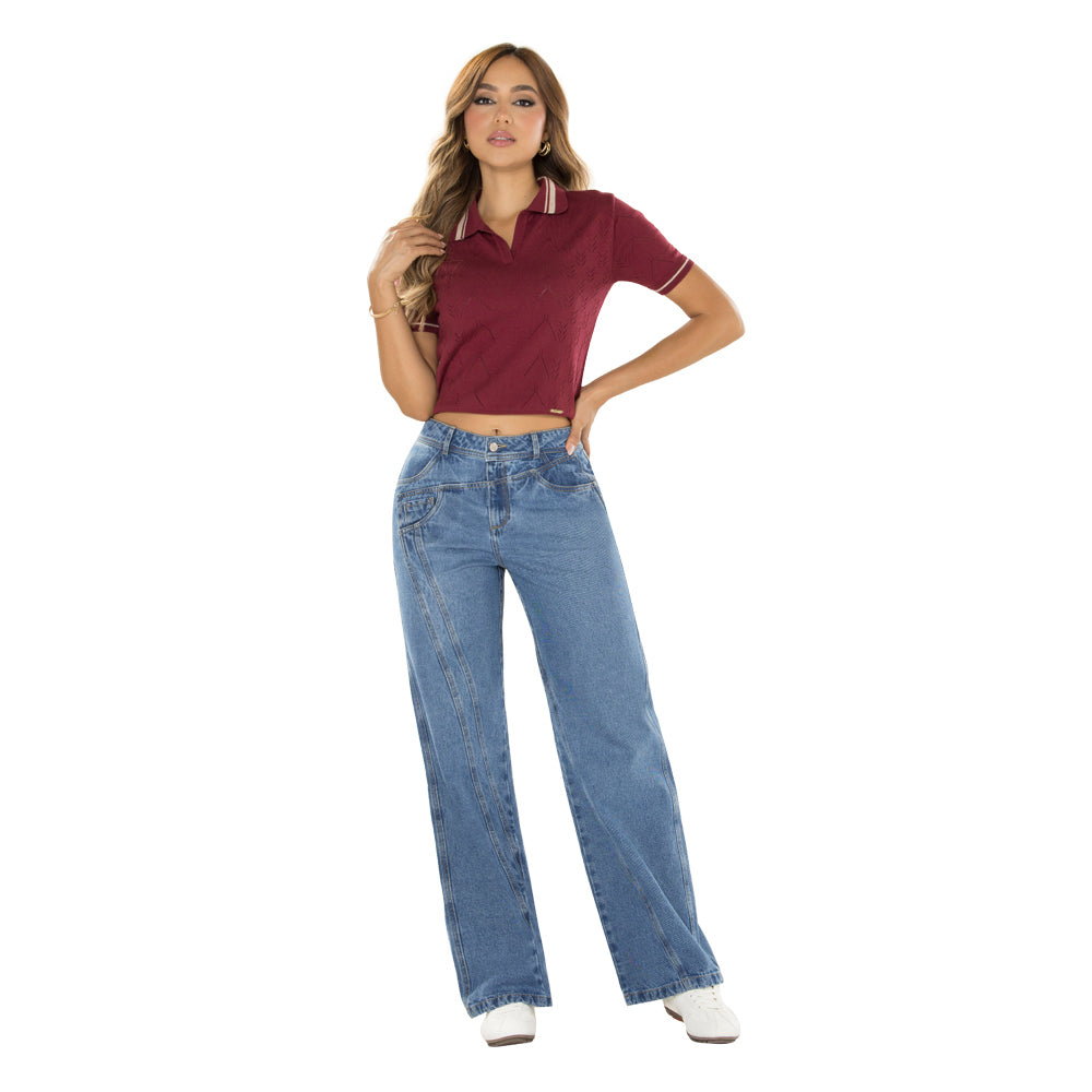 Jeans Palazzo Azul Medio Tyt Jeans Cali - 42