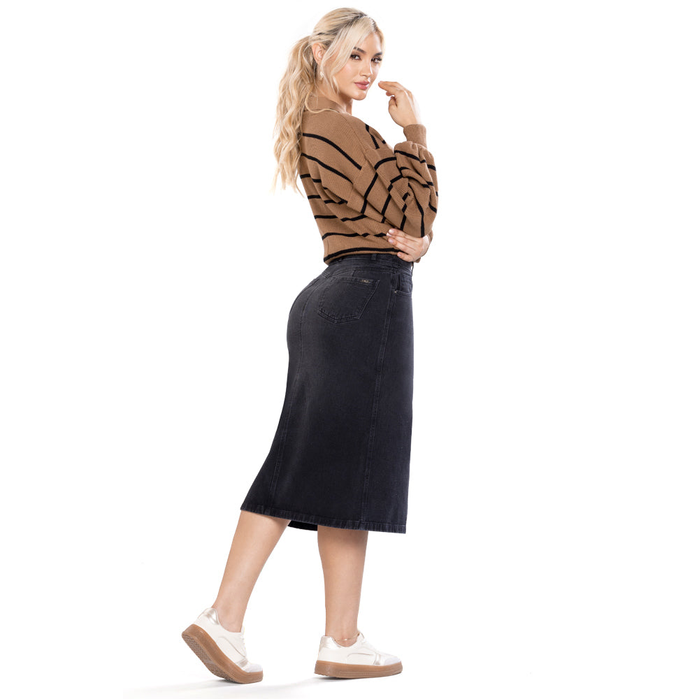 Falda Tiro Alto Gris TyT Canoli-Gris