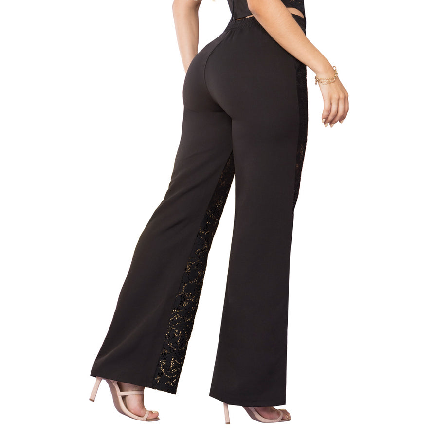 Pantalón Tiro Alto Bota Ancha Negro TyT Casanova