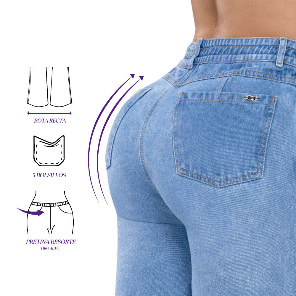 Jean Push Up Azul Mujeron Circon - 40