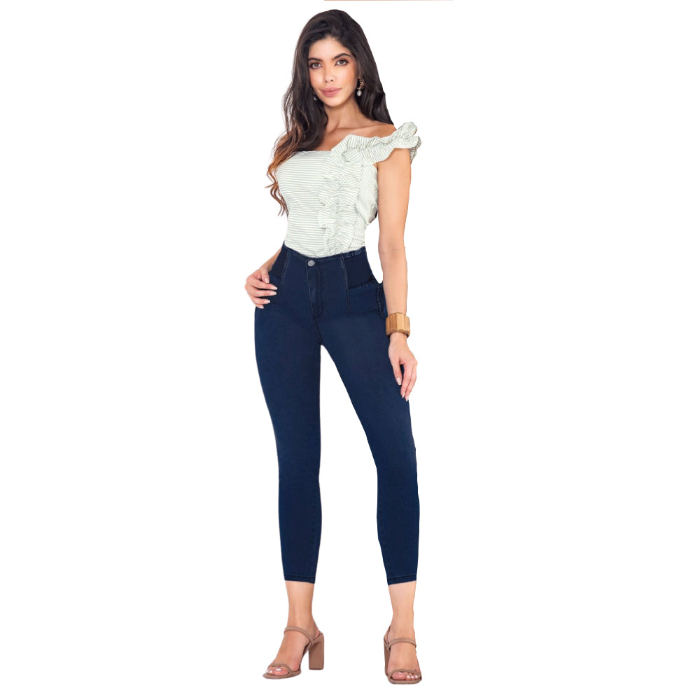 Jean Push Up Tiro Alto Azul Petróleo Real Jeans Milagros - 40