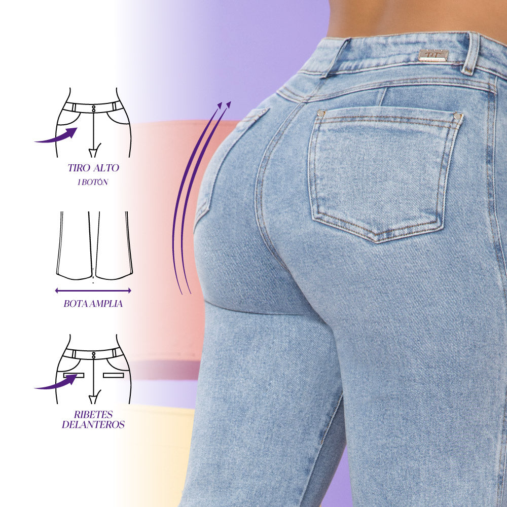 Jeans Bota Ancha Azul Froster Mujeron Cupido - 40