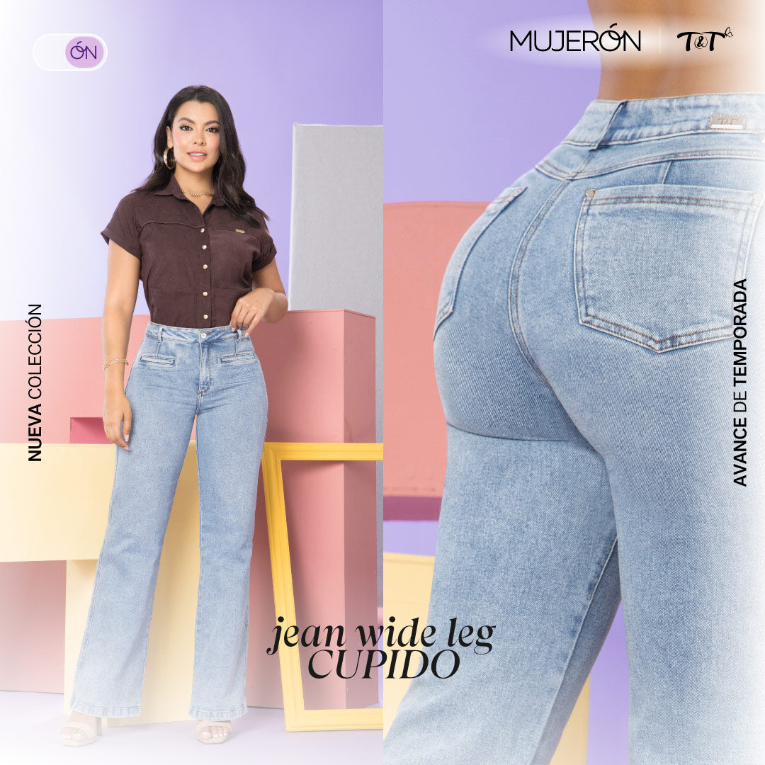 Jeans Bota Ancha Azul Froster Mujeron Cupido - 44