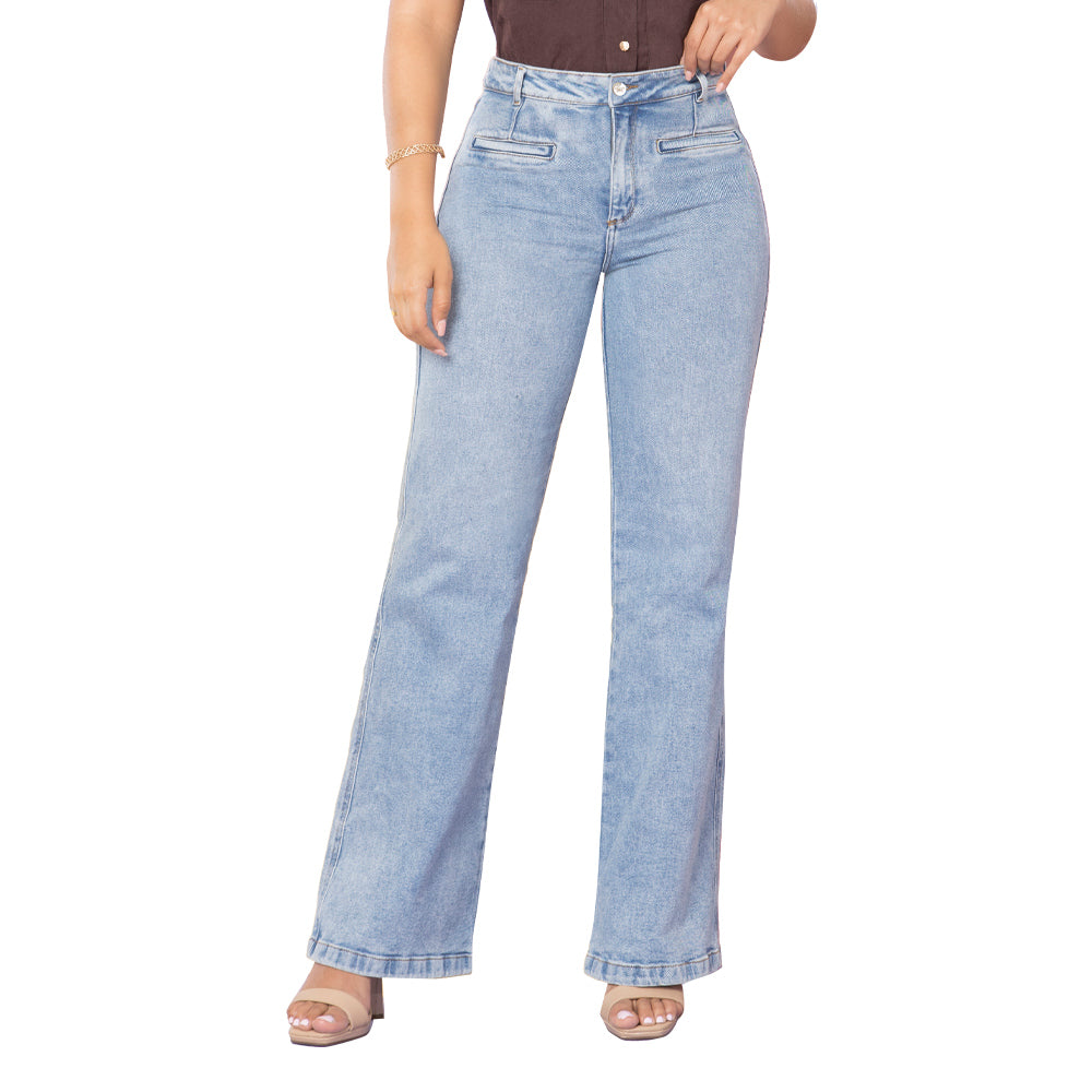Jeans Bota Ancha Azul Froster Mujeron Cupido - 38