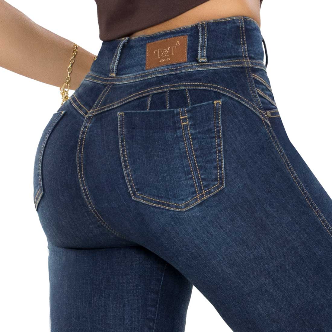 Jean Push Up Tiro Alto Azul Oscuro Tyt Jeans Curazao - foto 4