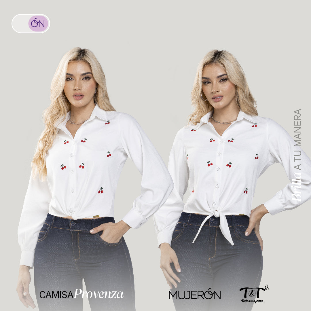 Camisa Bordada Blanca Provenza