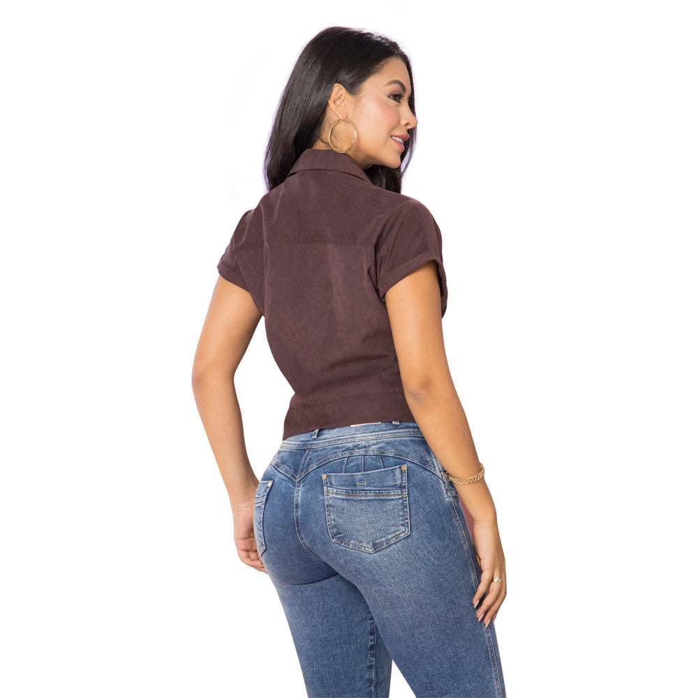 Blusa Gamuzada Chocolate TyT Darcy