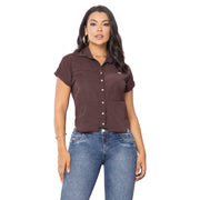 Blusa Gamuzada Chocolate TyT Darcy