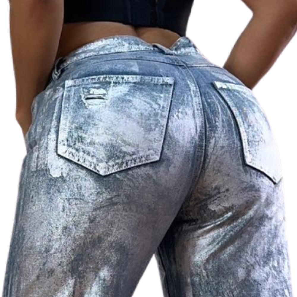 Jeans Push Up Tiro Alto Destroyer Azul Real Jeans 212-Silver - 44