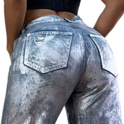 Jeans Push Up Tiro Alto Destroyer Azul Real Jeans 212-Silver - 44