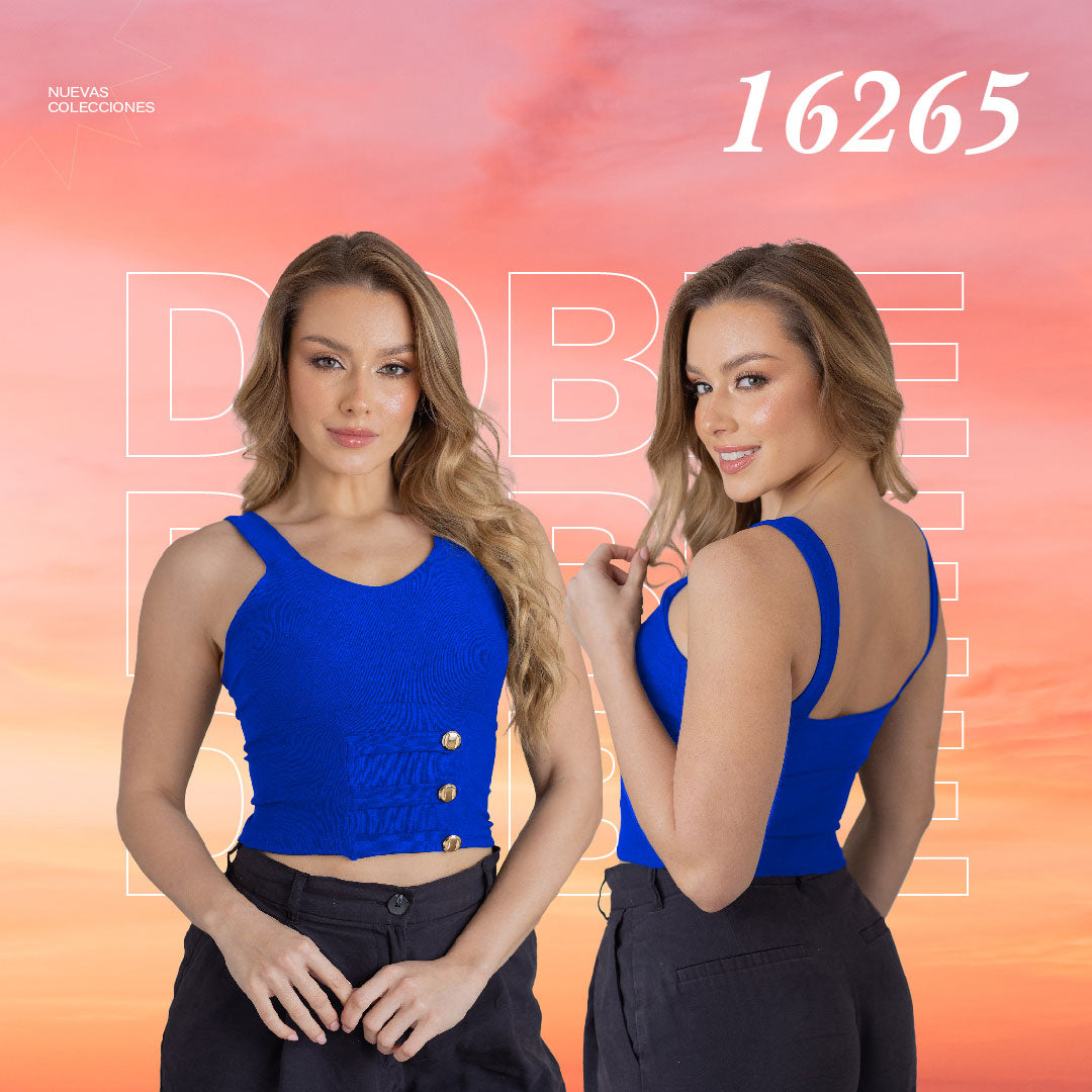 Crop Top Ajustado Azul Mujerón 16265