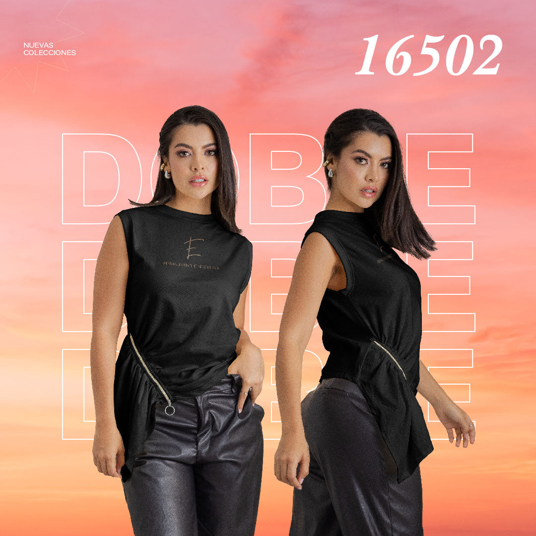 Blusa Ajustada Negra Mujerón 16502