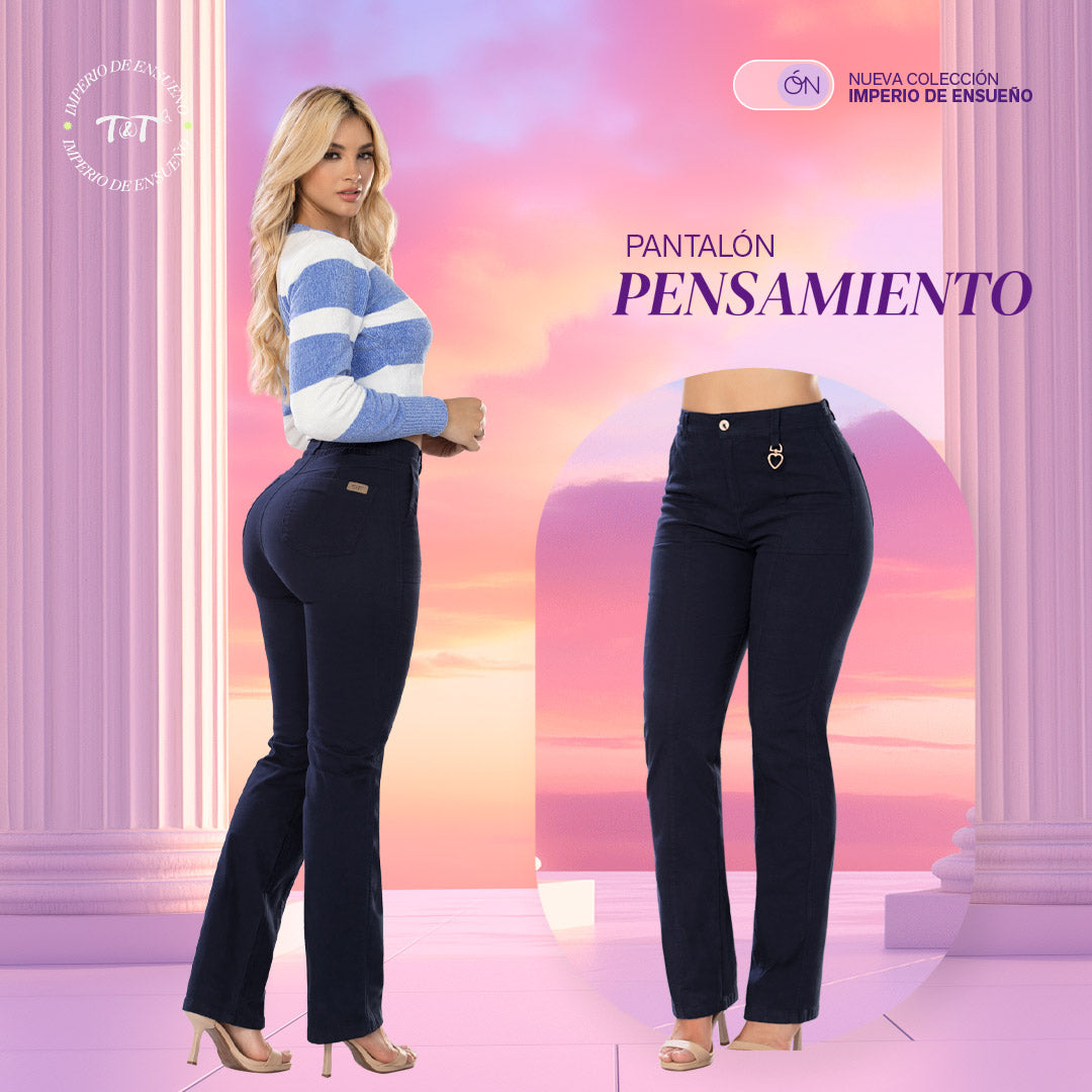 Pantalón Tiro Alto Azul Oscuro TyT Pensamiento