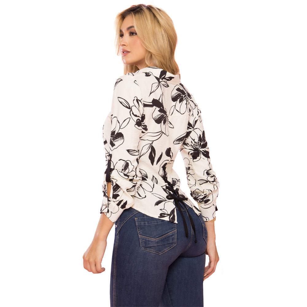 Camisa Estampado Botánico Blanco TyT Embrujo