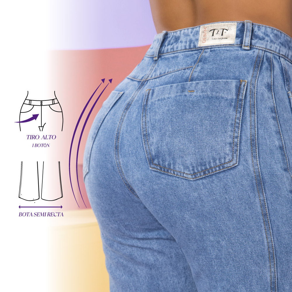 Jeans Recto Tiro Alto Azul Enzo - 38