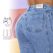 Jeans Recto Tiro Alto Azul Enzo - 38
