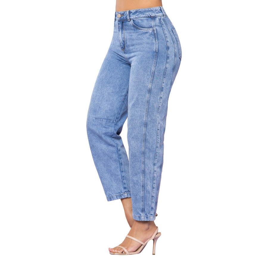 Jeans Recto Tiro Alto Azul Enzo - 36