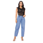 Jeans Recto Tiro Alto Azul Enzo - 40