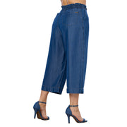 Pantalón Culotte Tiro Alto Azul Medio Tyt Canelazo - 38