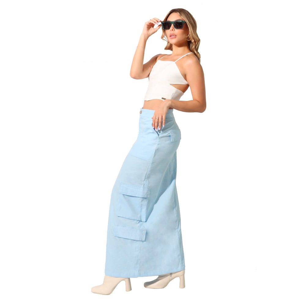 Falda Cargo Azul Claro Missshop 224