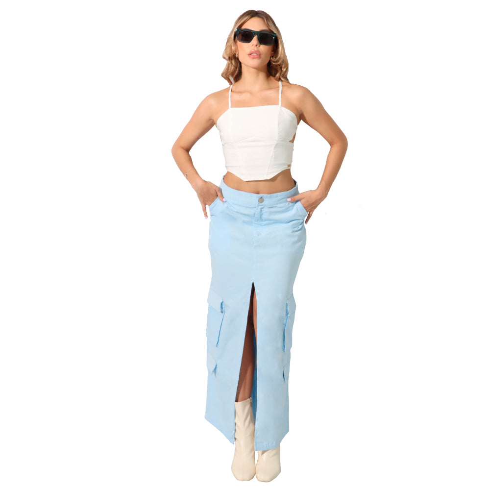 Falda Cargo Azul Claro Missshop 224