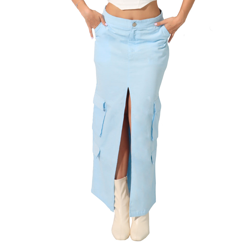 Falda Cargo Azul Claro Missshop 224 - S