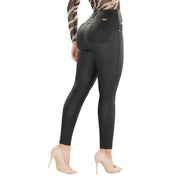 Pantalón Tiro Alto Efecto Cuero Negro TyT Florencia
