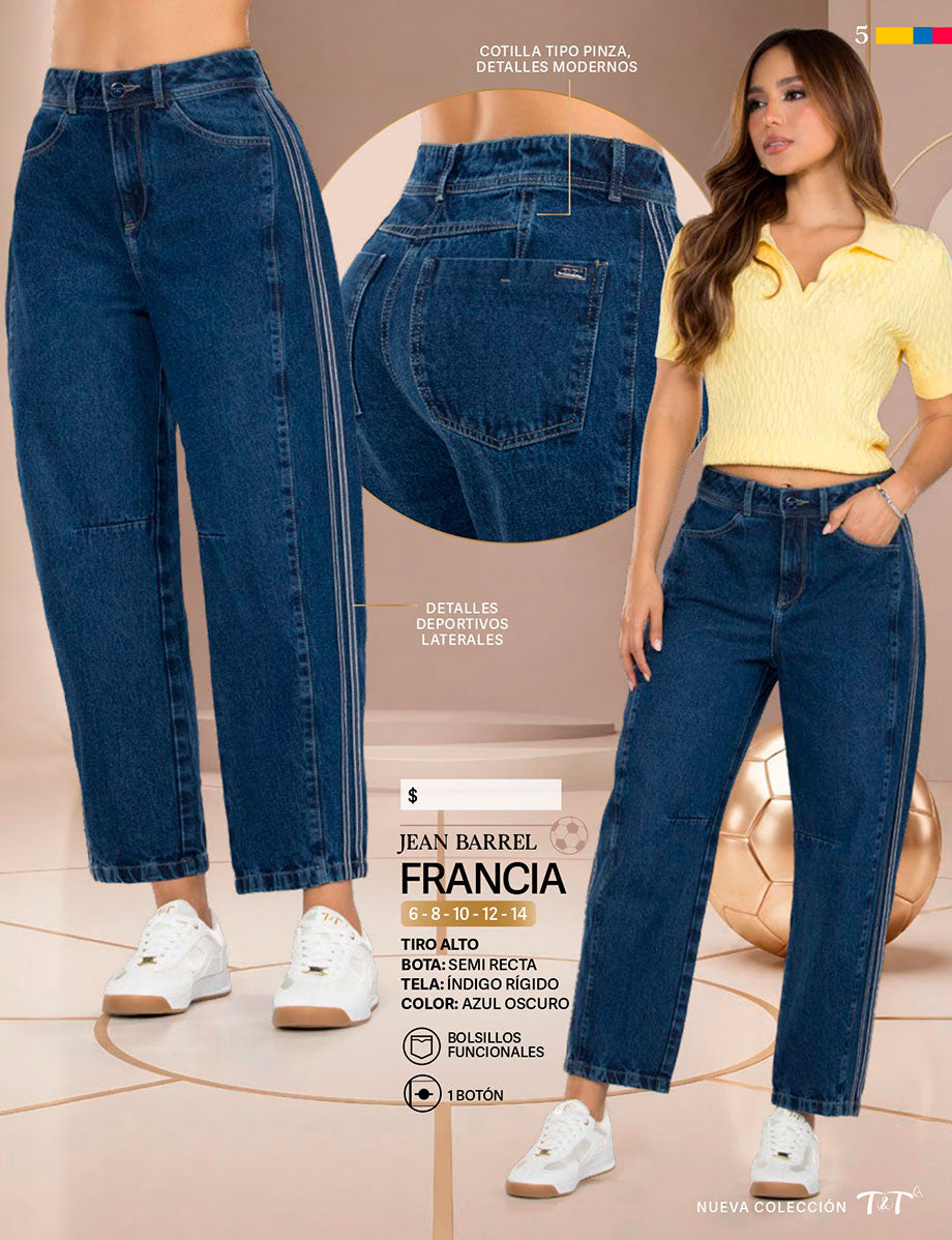 Jean Barrel Tiro Alto Azul Oscuro Tyt Jeans Francia - foto 8