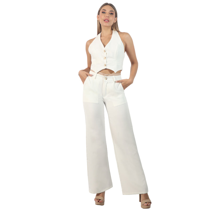 Conjunto Ajustado Tiro Alto Hueso Misshop 1047