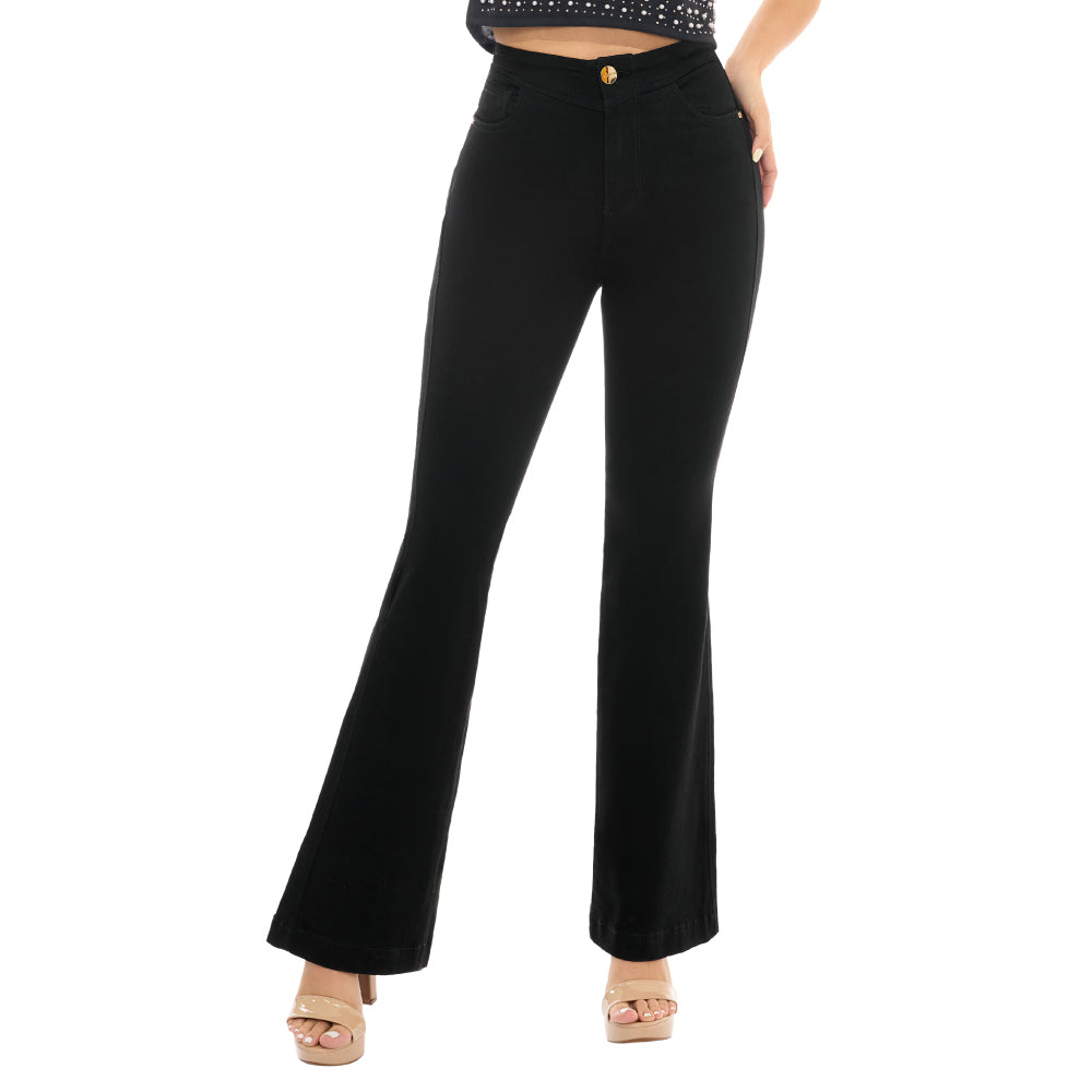 Jean Boot Cut Push Up Negro Mujeron 16197 - 38