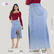 Falda Tiro Alto Azul Claro TyT Canoli