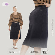 Falda Tiro Alto Gris TyT Canoli-Gris