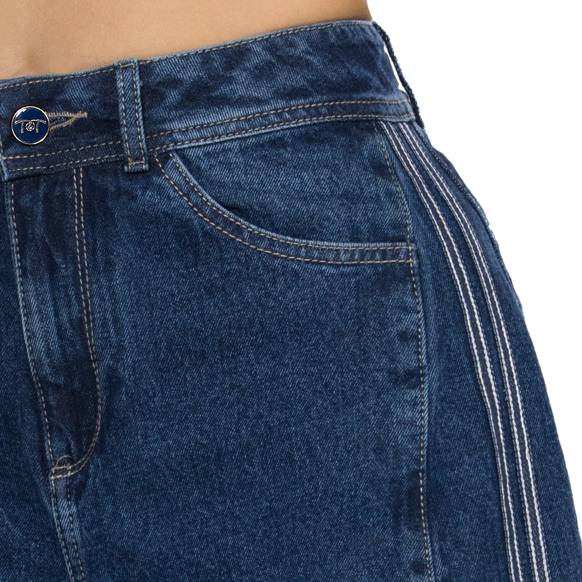 Jean Barrel Tiro Alto Azul Oscuro Tyt Jeans Francia - foto 3