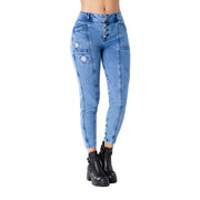 Jean Mom Tiro Alto Azul Medio Tyt Jeans Hojaldre - foto 2