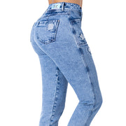 Jean Mom Tiro Alto Azul Medio Tyt Jeans Hojaldre - foto 4