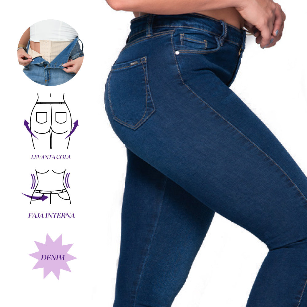 Jean Skinny Faja Interna Azul Oscuro Trucco'S T22092408 - 42