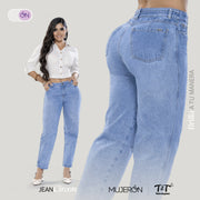 Jean Push Up Azul Mujeron Circon - 44