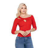 Blusa Ajustada Cuello Bandeja Rojo TyT Loana