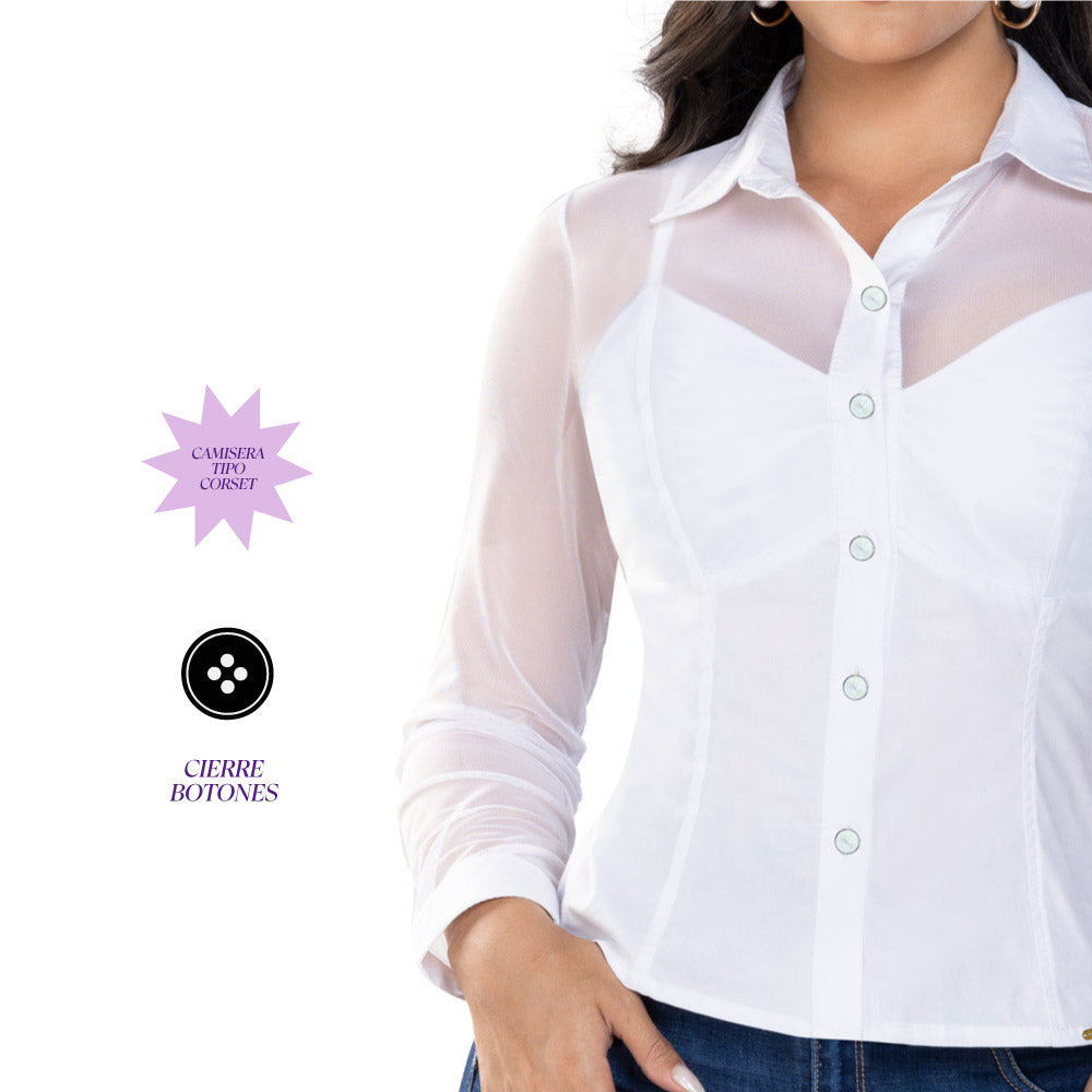 Camisa Ajustada Blanca TyT Lorette