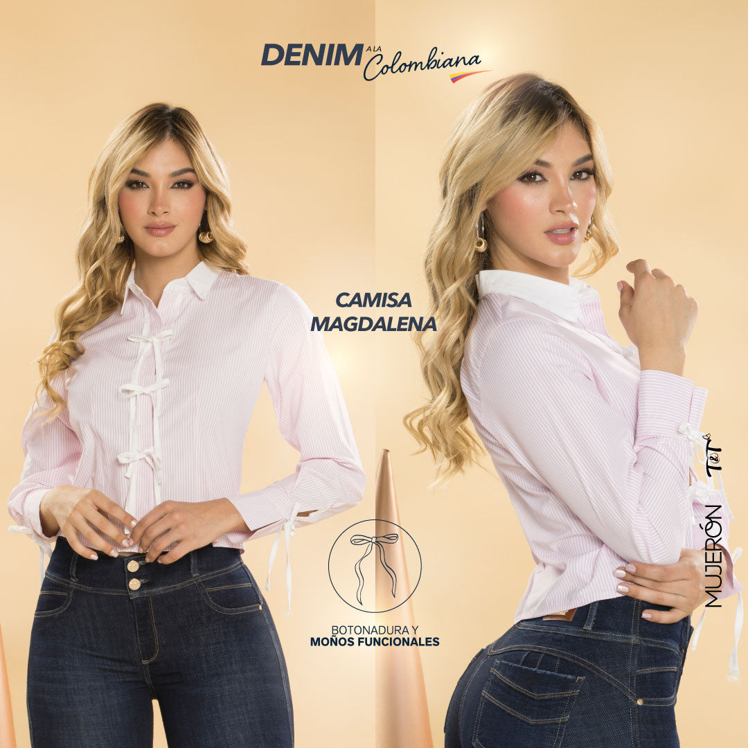 Blusa Multirayada Rosado TyT Magdalena
