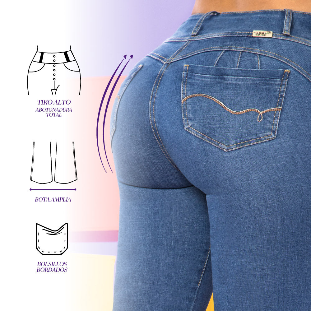 Jeans Push Up Azul Mujeron Magia - 40