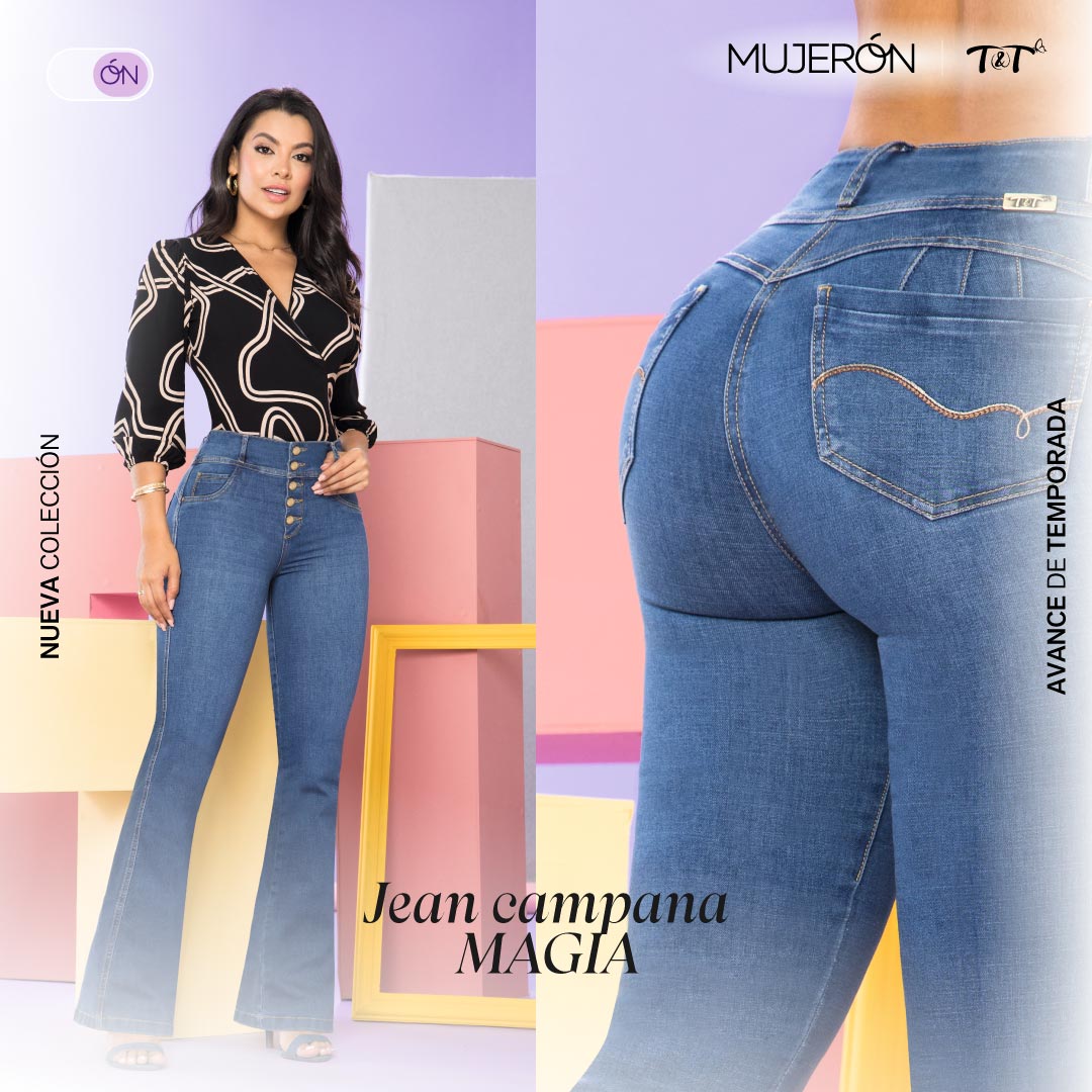 Jeans Push Up Azul Mujeron Magia - 44