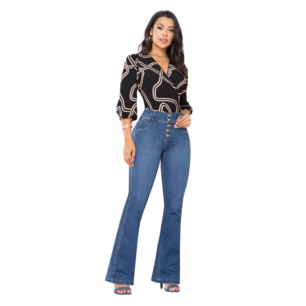 Jeans Push Up Azul Mujeron Magia - 42