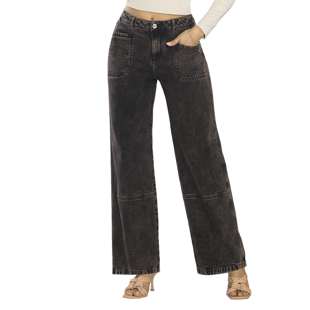 Jeans Palazzo Tiro Alto Acidwash Rosa Tyt Jeans Marianita - 38